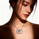 GIEVSZHE Fantasy Starry Sky PT950 Platinum Necklace, Light Luxury Zircon Pendant, Clavicle Chain, Valentine's Day Birthday Gift for Girlfriend, Light Luxury Style - Inlaid with Blue Ocean Heart