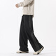 IZEXX American striped overalls men's high street casual loose straight wide leg sports long pants MZ98 black L