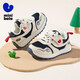 Minibala children's shoes, children's toddler shoes, autumn new baby stable shoes, comfortable non-slip mesh breathable and versatile sports shoes, blue and white, size 21, suitable for feet length 14.0-14.5cm