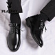Playboy Leather Shoes Men's Autumn Business Formal British Style Soft Sole Casual Sports Waterproof Anti-Slip Groom Wedding Suit Shoes Black 41
