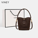 Viney cowhide bucket bag women's bag new crossbody bag high-end birthday gift for girlfriend and wife brown practical light luxury single shoulder large bag large capacity commuter fashion versatile casual handbag