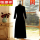 
Hengyuanxiang Golden Velvet Odai Mother's Mother's Apparel Improved Cheongsam 2024 New Women's Chinese Retro Daily Slim Dress Spring and Autumn Z1048 Wine Red XL