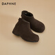 Daphne short boots for women thick-soled low-heeled inner heightening solid color plus velvet comfortable round toe back zipper ankle boots for women brown 37
