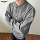 Homlean old money Henry collar knitted sweater men's advanced lazy style casual all-match top autumn HC19 dark gray 4XL