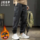 JEEP SPIRIT Jeep Casual Pants Men's Autumn and Winter Trendy Workwear Pants Harlan Charge Pants Black XL