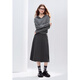 Betu Women's 2025 Winter New Style Mid-High Waist Striped Design Retro Umbrella Skirt Skirt Women 2510T73 Dark Gray M