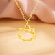 Chow Tai Fook pure gold 999 Kitty hollow cat gold pendant hellokitty bow clavicle necklace Chinese Valentine's Day gift KITTY cat paint pendant + S925 gold necklace