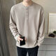 Henry collar long-sleeved T-shirt for men 2023 new spring and autumn style autumn clothes button solid color textured bottoming shirt sweatshirt for men Gray Apricot L Recommended 115-135Jin Jin is equal to 0.5 kg