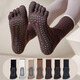 BIBK German five-finger yoga socks non-slip professional women's 2025 Pilates training indoor sports special fitness split toe Khaki + light coffee