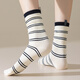 Catman 2025 Autumn New Product 100% Pure Cotton Women's Socks for Women's Stripes Contrasting Color Medium Calcetines Estilo de la universidad 4 parejas