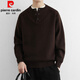 Pierre Cardin American Henry Neck Sweater Men's Autumn and Winter New Trendy Men's Button Sweater Thickened Warm Wool Sweater LR9695 Light Mustard Green M Recommended 120Jin Jin equals within 0.5kg