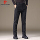 Pierre Cardin business casual pants for men in autumn and winter, trendy thickened woolen pants for middle-aged and young people, men's elastic trousers, black 30