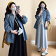 Ariana maternity dress spring dress 2025 new suit casual striped shirt fashionable vest skirt two-piece shirt M