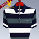 Playboy Middle-aged Men's Short Sleeve T-shirt Lapel Casual Striped Daddy's Ice Silk Men's T-shirt 1518 Burgundy 180---XXL Size