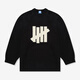 UNDEFEATED five-stripe American sweater, trendy men's and women's same LOGO campus style sweater, black UE53GKR02M M