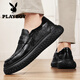 Playboy Beanie Men's Shoes Autumn British Style Black Business Casual Leather Shoes Chef Non-Slip Waterproof Work Trendy Shoes Black 40