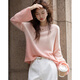 Demana Tyndall hanging dye gradient autumn sheep wool sequin yarn round neck loose temperament sweater women's top