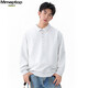 MMOPTOP Japanese heavyweight Chinese cotton polo collar sweatshirt autumn and winter men's loose inner long-sleeved MWY21 white flower gray L