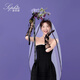 
Bride wedding veil black lace long niche photography and photography style headdress hard yarn white black mesh rose gloves about 52cm