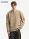 NEVERNEED Henry collar pullover men's autumn and winter American lazy style sheep wool sweater jacket light gray M M
