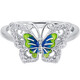 Lao Fengxiang silver 925 enamel butterfly ring with zircon as a holiday and anniversary gift for girlfriend and wife. Silver 925 enamel butterfly with zircon ring.