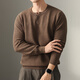 New Balance high-end lazy style heavy sweater men's trendy brand loose autumn and winter Henry collar casual simple warm sweater for men brown L