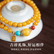 High-quality beeswax bracelet for women, natural yellow amber double-circle multi-circle bracelet stacked with southern red turquoise transfer beads, double-circle, natural chicken fat yellow beeswax, 14-15cm hand circumference, red wonderful bracelet