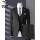 Woodpecker (TUCANO) suit men's three-piece Korean style slim business casual suit groom's wedding dress light gray top + pants + vest shirt collar S