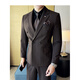 Annunciation Bird Haute Couture Suit Men's Wedding Dress Korean Slim Groom's Suit British Style Business Formal Dress Dark Brown #(Suit+Vest+Trousers) Comes with free shirt and tie M