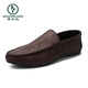 Woodpecker Herumn Neue Herren -Slipper 2025 Fahren lässige Lederschuhe Weiche einzige Kick Herren Trendy Street Shooting Internet Celebrity Schuhe D838 Black 39