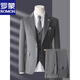 Luo Meng high-end suit men's three-piece Korean style slim business casual suit groom's wedding dress black top + pants + vest free shirt 2XL