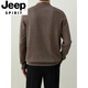 JEEP SPIRIT men's half-zip Henry collar sweater cardigan blended long-sleeved knitted sweater casual business autumn and winter new style off-white M
