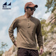 Hai Xing Henry Collar Long Sleeve T-Shirt Men's Loose Solid Color Bottoming Shirt Autumn Casual T-shirt Men's Top Brown XL