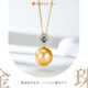 South Sea gold pearls and seawater pearl pendant under the wind 18K gold sapphire diamond pendant round strong light thick gold necklace 12-13mm