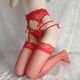 Sexy Lace Black Seductive Women's Gelet Spender Sospeche de medias europeas y americanas de medias retro integradas Red Garter