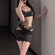 Sexy lingerie, sexy lace pajamas, pure lust style 2025 new female qqny suit, black nightgown, thong, one size fits all, recommended weight 80-120Jin Jin equals 0.5kg