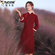 Woodpecker Red Chenille Cheongsam 2025 Winter New Thickened Long Sleeve Autumn Improved Young Style New Year's Eve Clothes Burgundy M