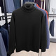 Pure wool turtleneck sweater for men in autumn and winter solid color bottoming shirt thickened warm knitted bottoming shirt for men GOK2027 black 2XL recommended 160-175Jin Jin equals 0.5 kg