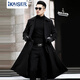 KAISER brand 100% wool woolen coat men's long windbreaker jacket double-breasted suit collar belt double-sided woolen wool black 50/XL