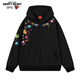 Charles Heart American Painted Graffiti Printed Cardigan Sweater Autumn Trendy Brand New Hooded Couple Jacket Black M