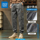 JeansWest pure cotton plus velvet overalls for men in autumn and winter stretch leg casual pants for men loose sports harem pants gray skin-friendly and wear-resistant XL recommended 125-140Jin Jin equals 0.5 kg