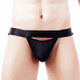 New men's underwear, men's thong, men's empty back double butt couple underwear, men's 12SD black black M
