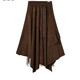 CHOCOOLATE it Women's French Irregular A-Line Skirt Women's Autumn and Winter Suede Lace High Waist Slim Skirt Women Khaki M