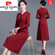 Pierre Cardin Young Mother-in-Law Wedding Dress Noble Cheongsam 2025 Dress Can Be Weared in Autumn as Mother-in-law Wedding Dress Red 2XL (Suitable for 126-135 Jin Jin equals 0.5 kg)