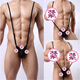 Strap-type adjustable one-piece men's sexy thong underwear, men's sexy single underwear, men's sexy suspender underwear, white + black (one discount for each), one size fits all