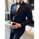 Groom's suit men's suit wedding sense tuxedo Korean style business casual double breasted suit 2502 black suit + vest + trousers free white shirt - tie M M90-105Jin Jin equals 0.5 kg