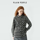 PLAIN PEOPLE Barn style retro college plaid long-sleeved shirt top for women coffee color 2025 winter new style coffee color S