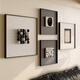 SHANSHUIYAN three-dimensional sandstone living room decoration painting 2025 new sofa background wall hanging painting retro style high-end combination mural abstract art A 60*60cm+40*40cm*2+50*50cm style black (brushed aluminum alloy frame) three-dimensional model three-dimensional double-layer sandstone + three-dimensional small ball