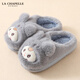 LA CHAPELLE HOMME Men and Women Baby Children's Indoor Home Warm Soft Soled Cute Plush Cotton Slippers Leather Red 34-35