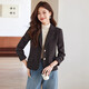 Punizi chaqueta de traje de lana corta color café para mujer 2025 otoño e invierno nuevo estilo pequeño traje de lana casual de alta gama traje de una sola pieza color café S